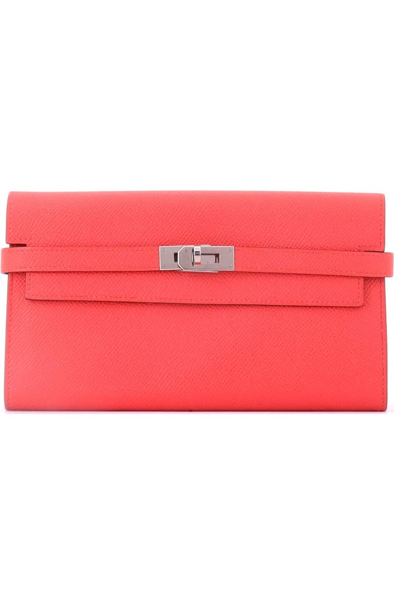 Pre-Owned Hermes Kelly Wallet Epsom Long, Main, color, Rouge Pivoine