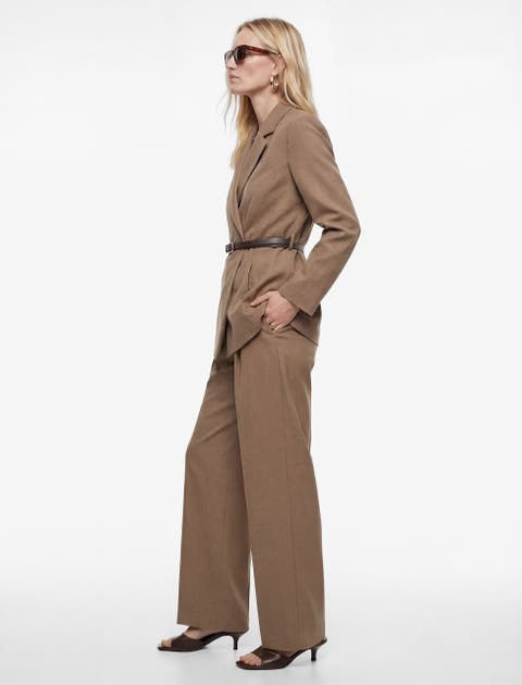 Wide Leg High Rise Trousers with Pocket Detail