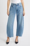FRAME The Bubble Raw Hem Crop Barrel Leg Jeans