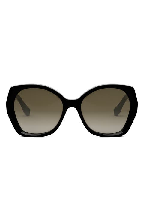 'Fendi Lettering 57mm Gradient Butterfly Sunglasses