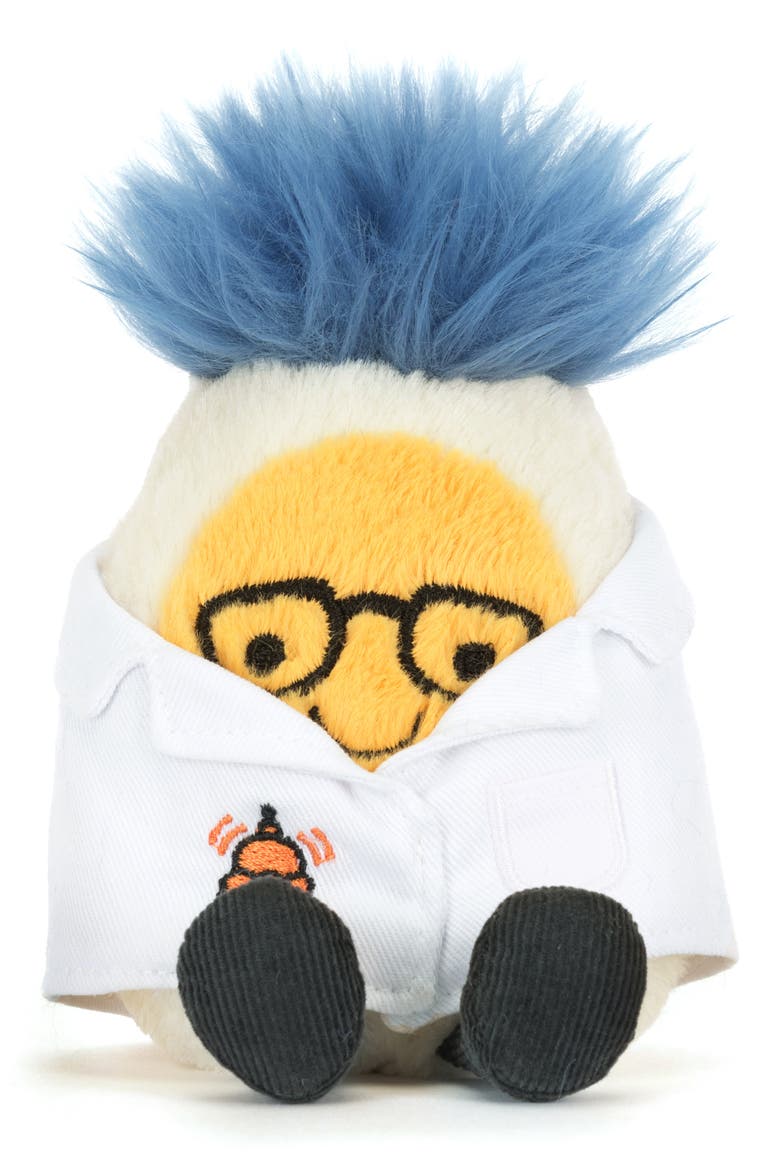 Amuseables Boiled Egg Scientist Plushie, Main, color, WHITE