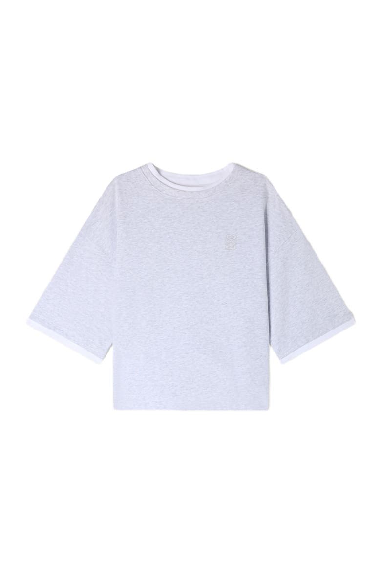 Embroidered logo cotton T-shirt, Alternate, color, Grey