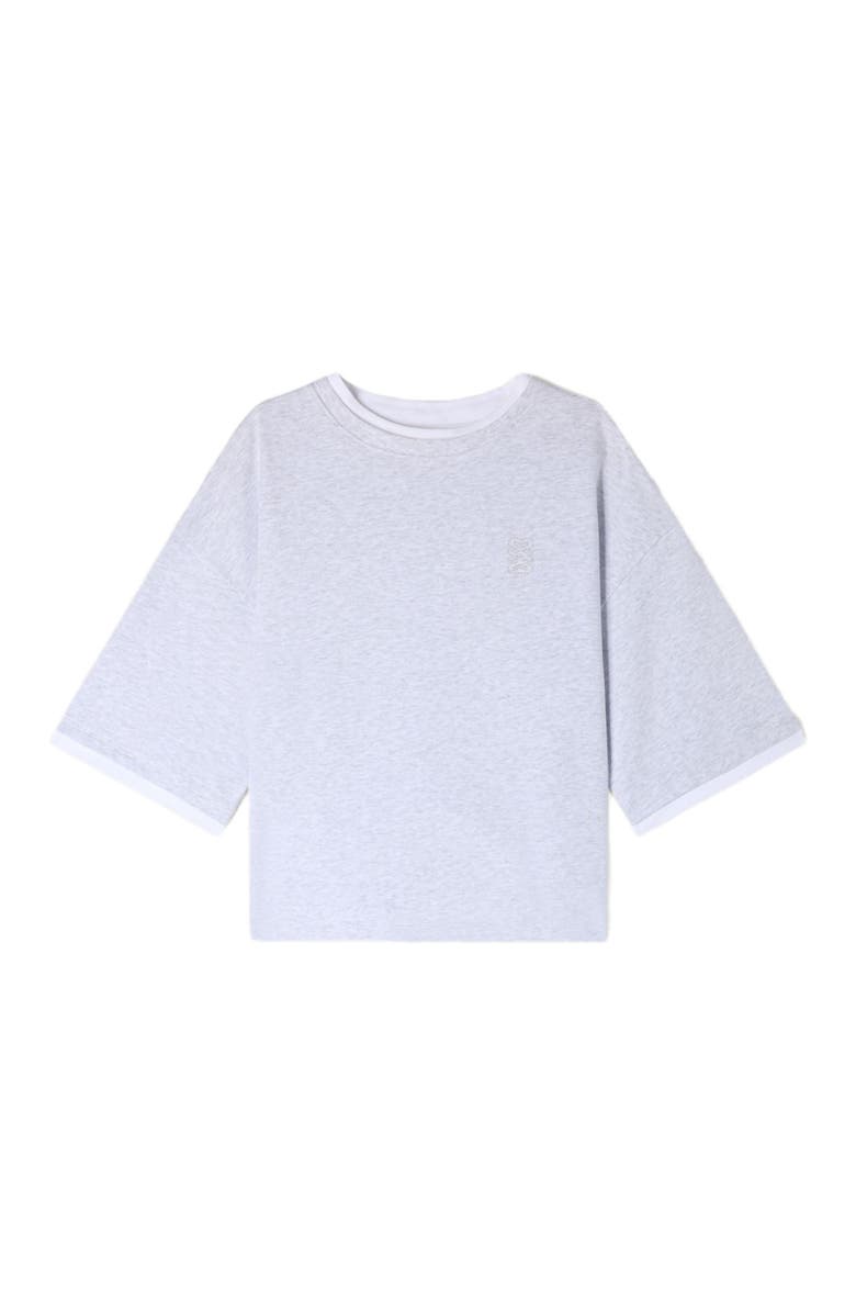 SANDRO T-shirt with contrasting trim, Alternate, color, Grey