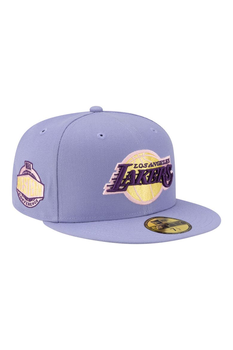 Men's New Era Lavender Los Angeles Lakers Color Pack 59FIFTY Fitted Hat, Main, color, Lavender