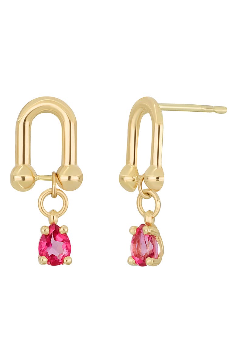 Bony Levy Pink Topaz 14K Gold Drop Earrings, Main, color,