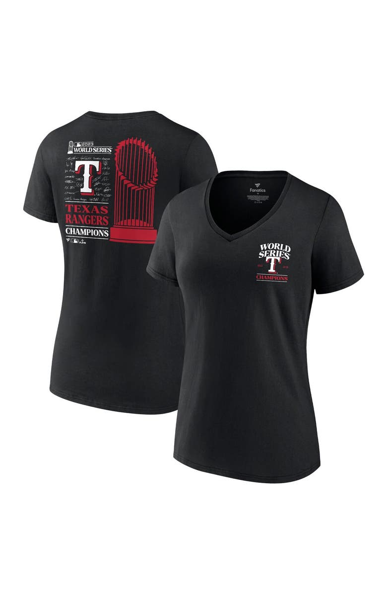 FANATICS Women's Fanatics Branded Black Texas Rangers 2023 World Series Champions Signature Roster V-Neck T-Shirt, Alternate, color,