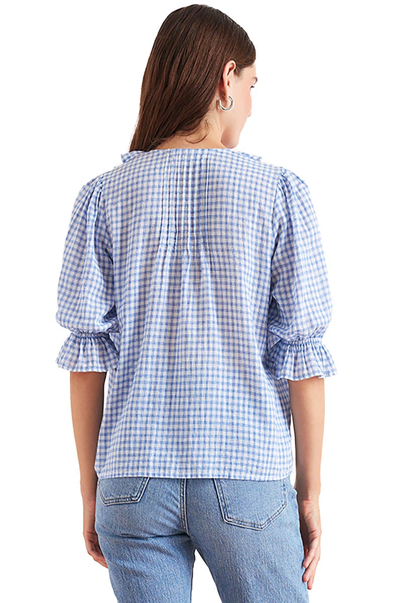 Paneros Clothing Camilla Embroidered Blouse, Alternate, color, Petite Blue Plaid