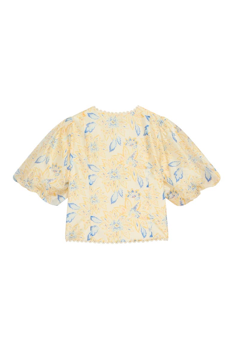 Floral Puff Sleeve Blouse, Alternate, color, Orange