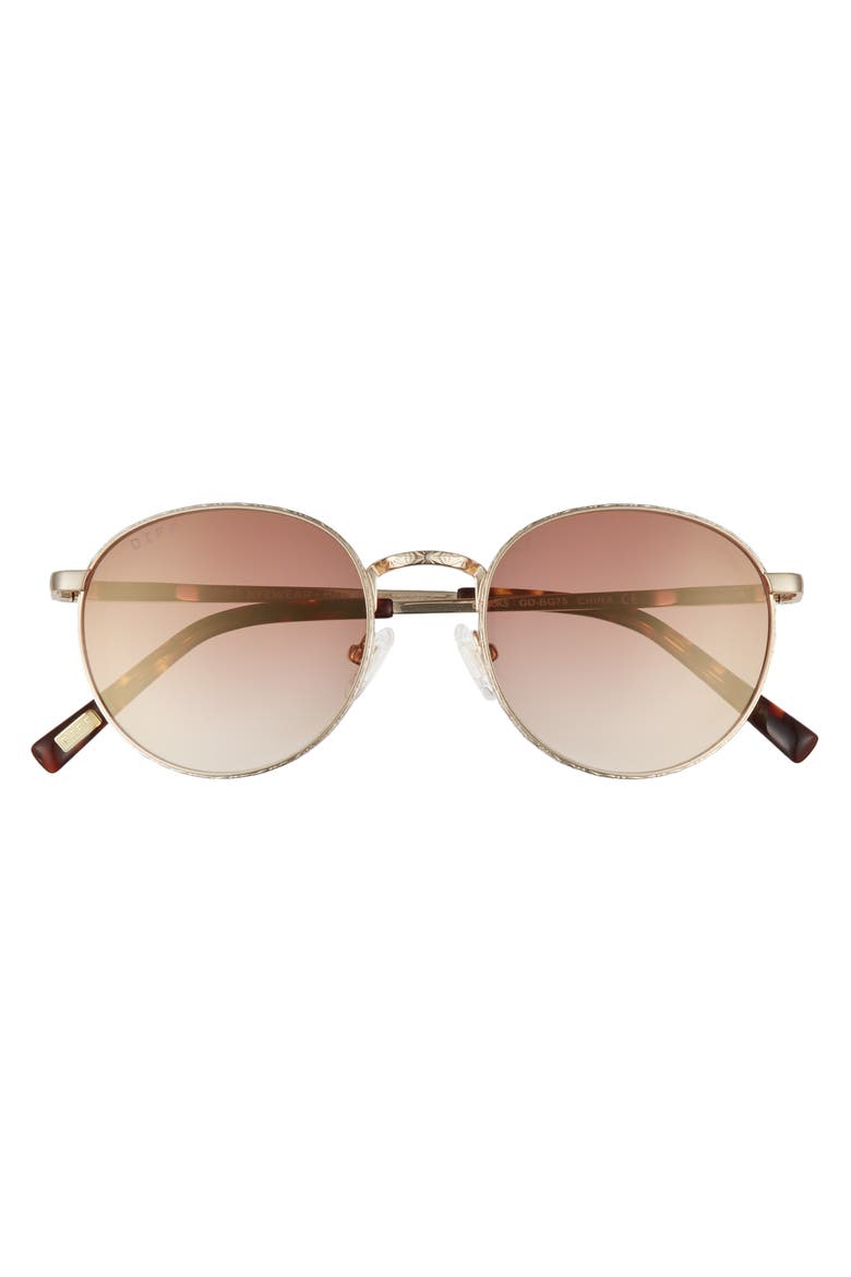 Brooks 50mm Round Sunglasses, Alternate, color, GOLD/ BROWN GRADIENT FLASH