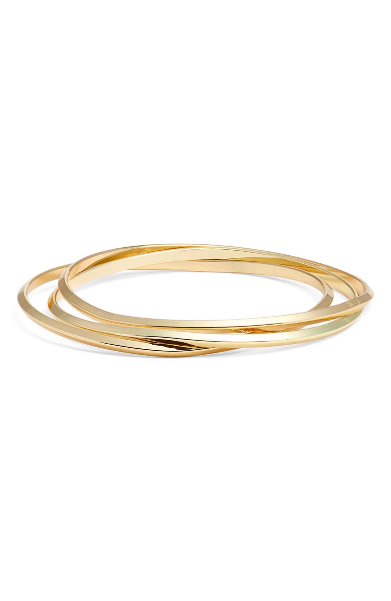 Nordstrom Set of 3 Knife Edge Bangles, Main, color, Gold