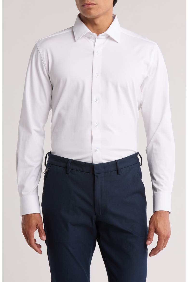 Tailored Fit Solid Cotton Dress Shirt, Main, color, WHITE
