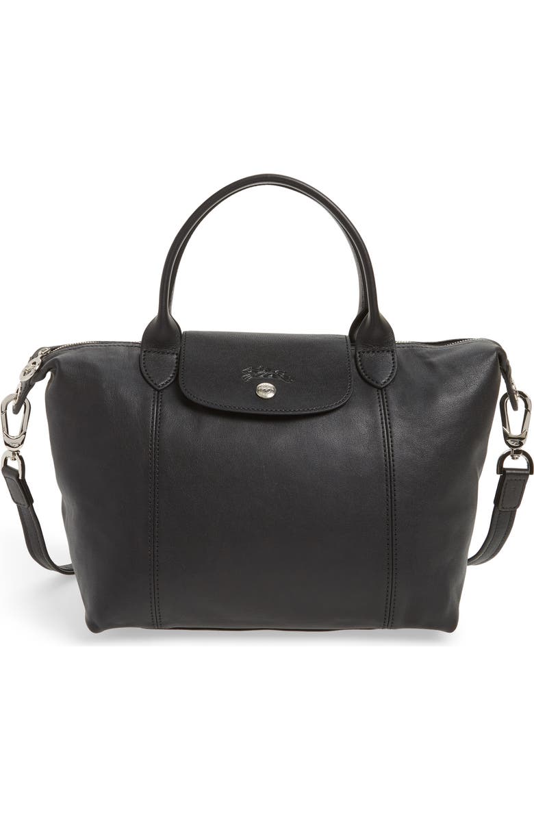 Longchamp Small 'Le Pliage Cuir' Leather Top Handle Tote, Main, color,