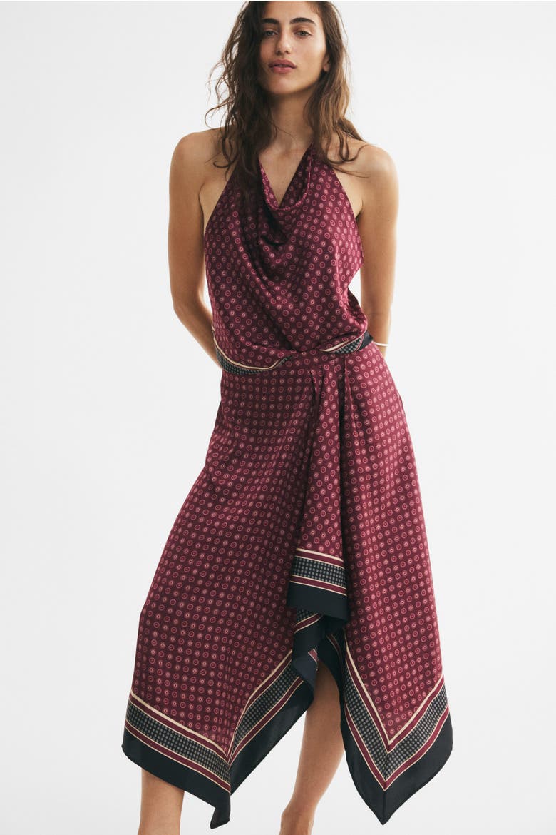 Satin Handkerchief Skirt, Main, color, Burgundy/patterned