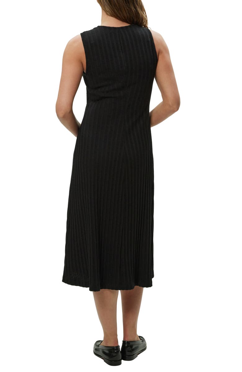 Michael Stars Sofia Wide Rib Sleeveless Cotton Blend Knit Midi Dress, Alternate, color, Black