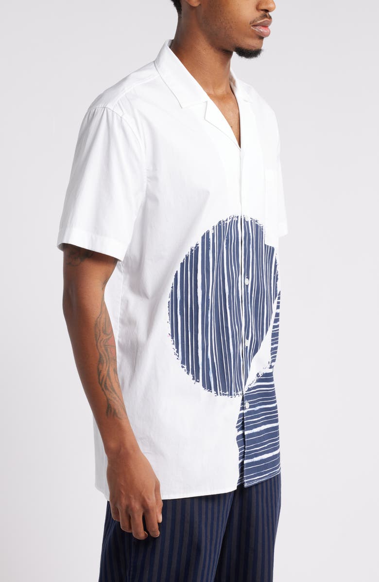 Nordstrom x Harlem's Fashion Row House of Aama Hatch Camp Shirt, Alternate, color, White- Navy Batik Graphic