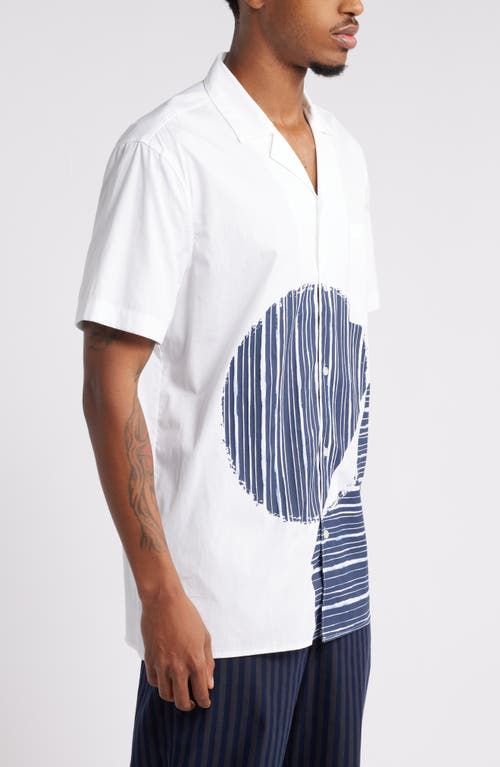 Nordstrom X Harlem's Fashion Row House Of Aama Hatch Camp Shirt In White- Navy Batik Graphic