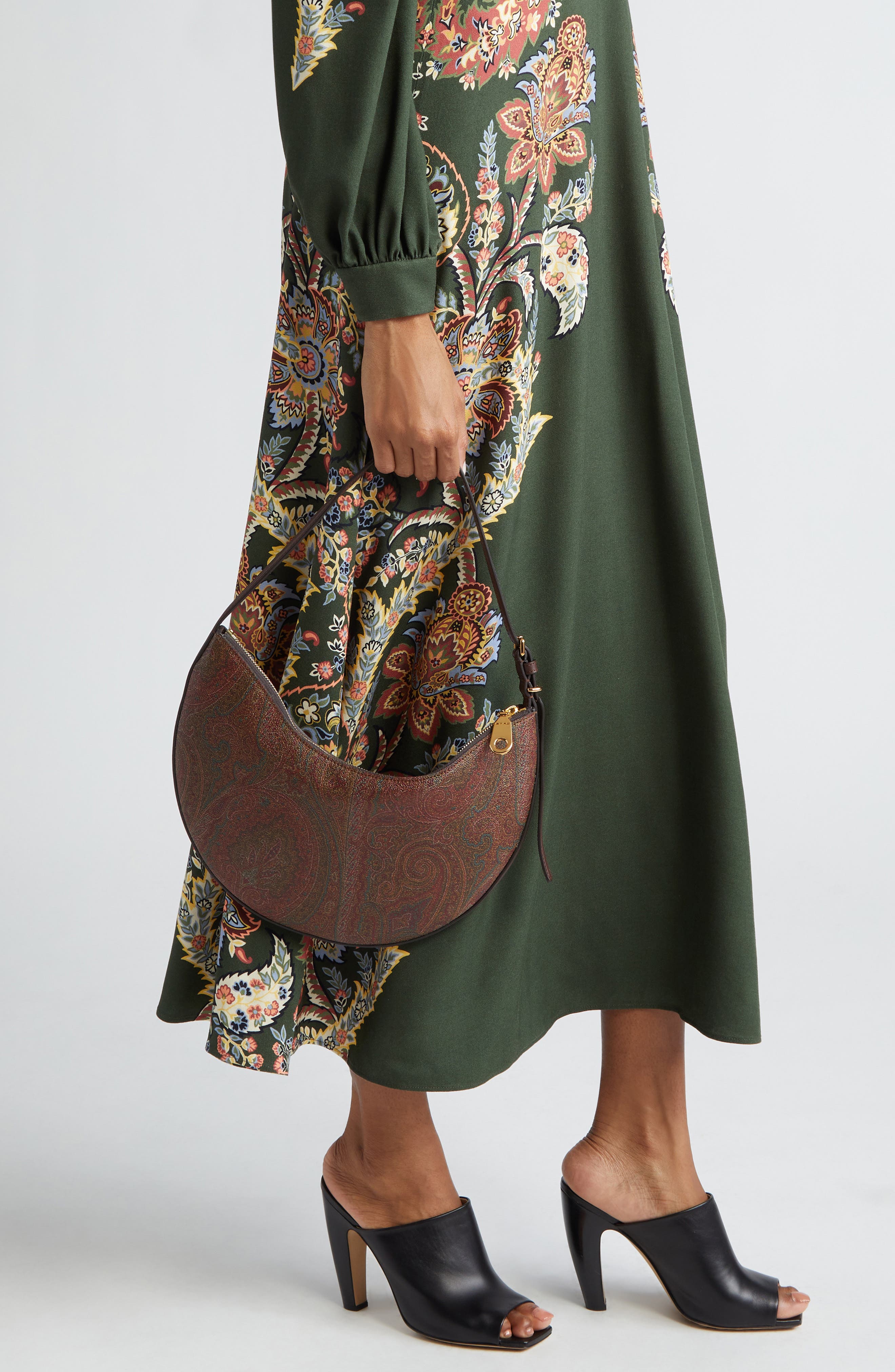 Etro Essential Paisley Hobo, Alternate, color, Brown