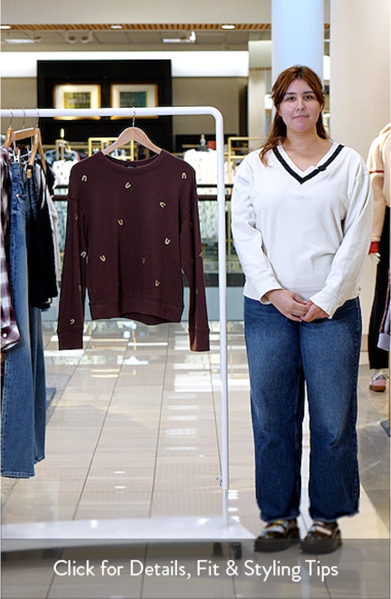 Ramona Horseshoe Embroidered Crewneck Sweatshirt, sales video thumbnail