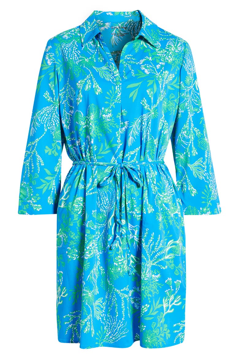 Pilar UPF 50+ Tunic Dress, Alternate, color, BRINY BLUE A BIT SALTY