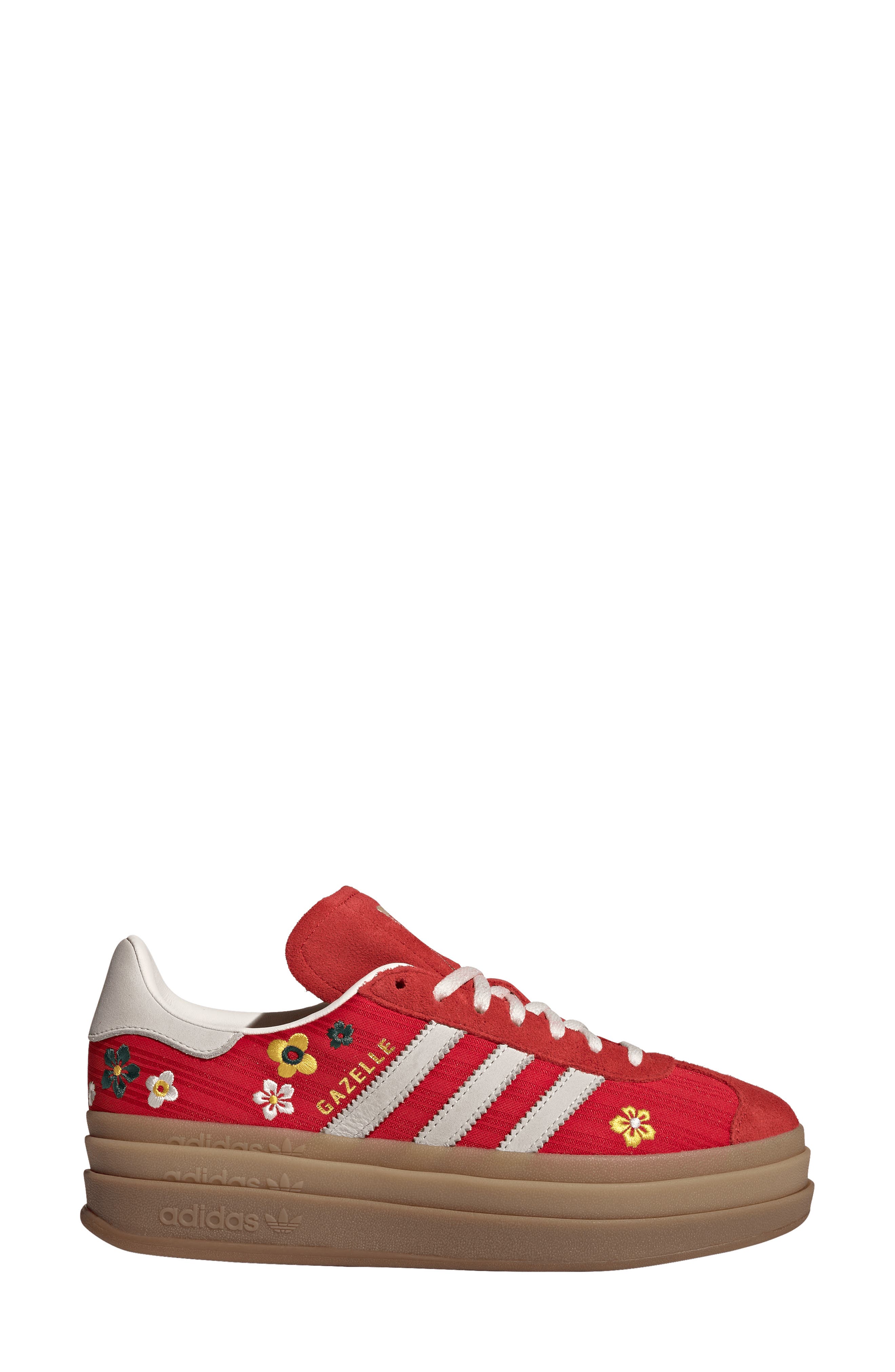 adidas Gazelle Bold Platform Sneaker, Alternate, color, Scarlet/ Off White/ Yellow
