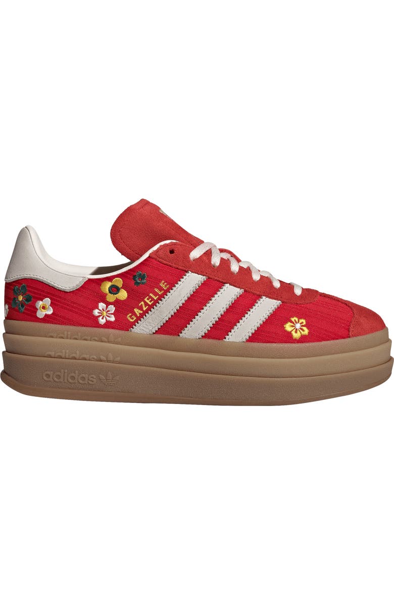 adidas Gazelle Bold Platform Sneaker, Alternate, color, Scarlet/ Off White/ Yellow
