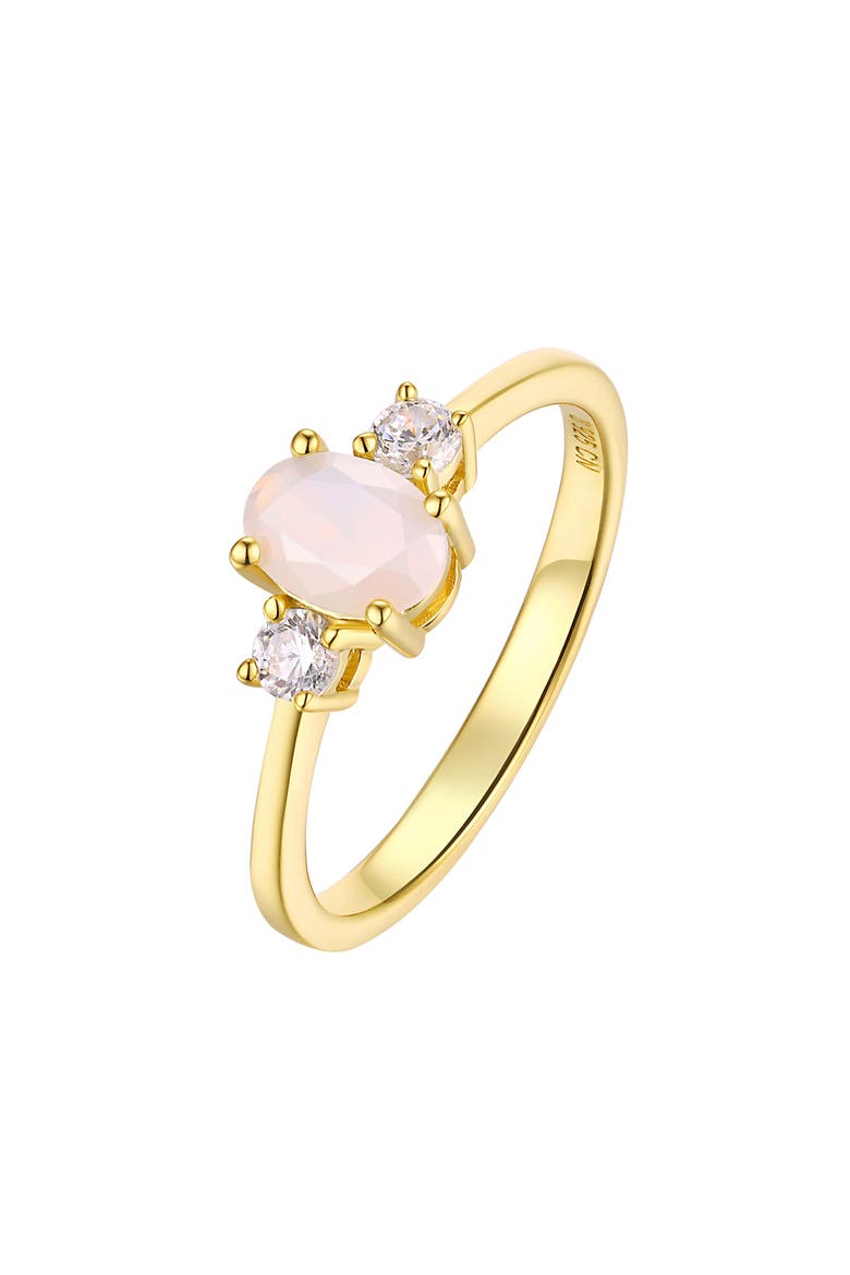 Gold over Sterling Silver Cubic Zirconia Three Stone Ring, Main, color, PINK