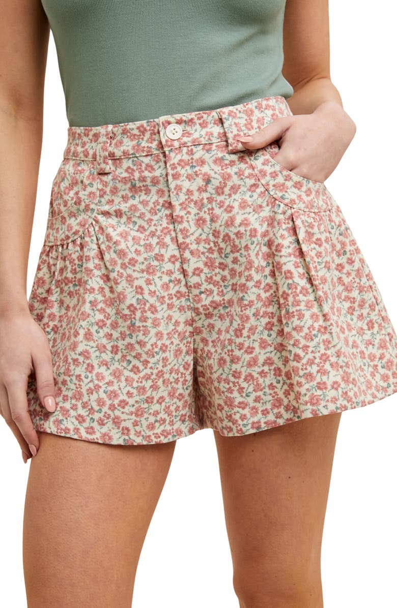 WISHLIST Flora Pleated Shorts, Alternate, color, Cream/ Mauve