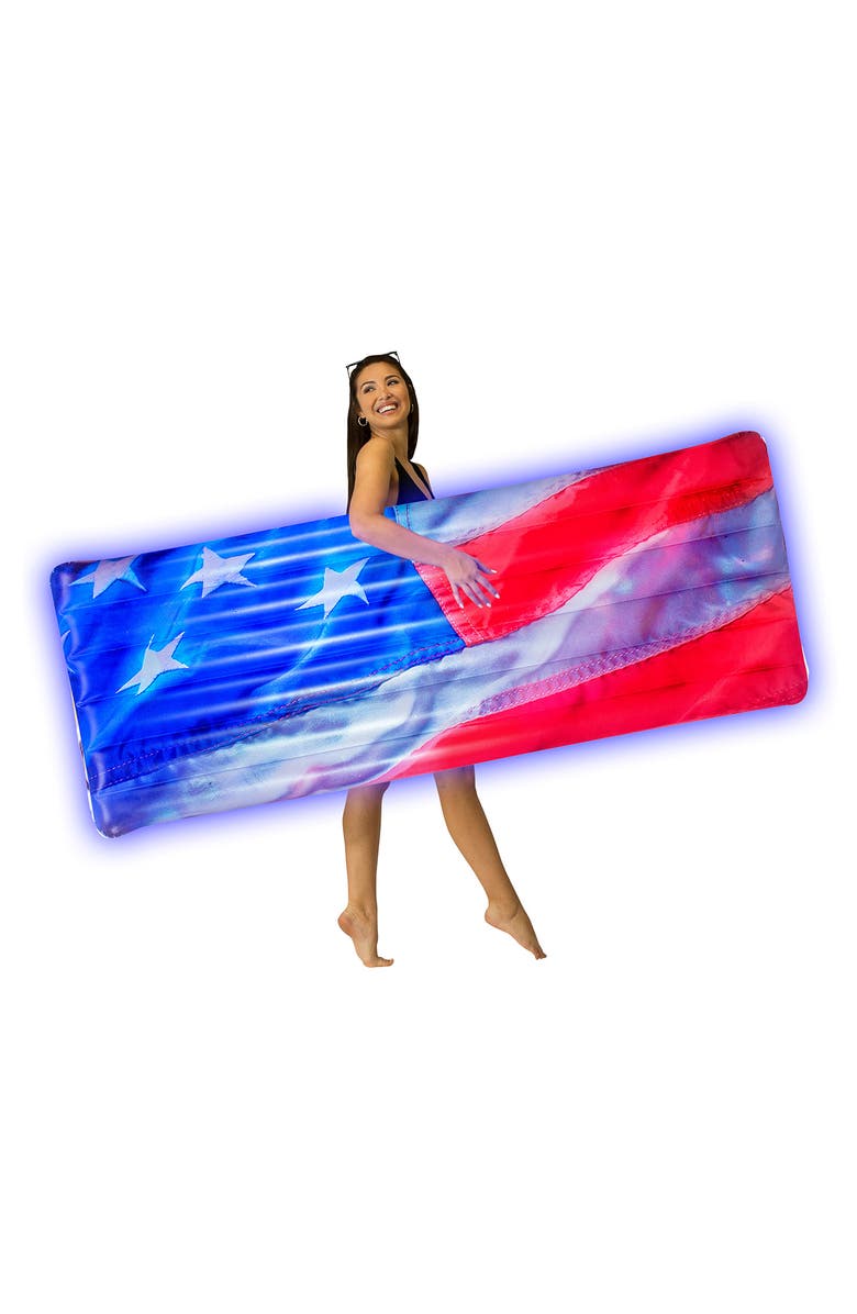 POOLCANDY Stars & Stripes 74" LED Pool Raft, Alternate, color, Red