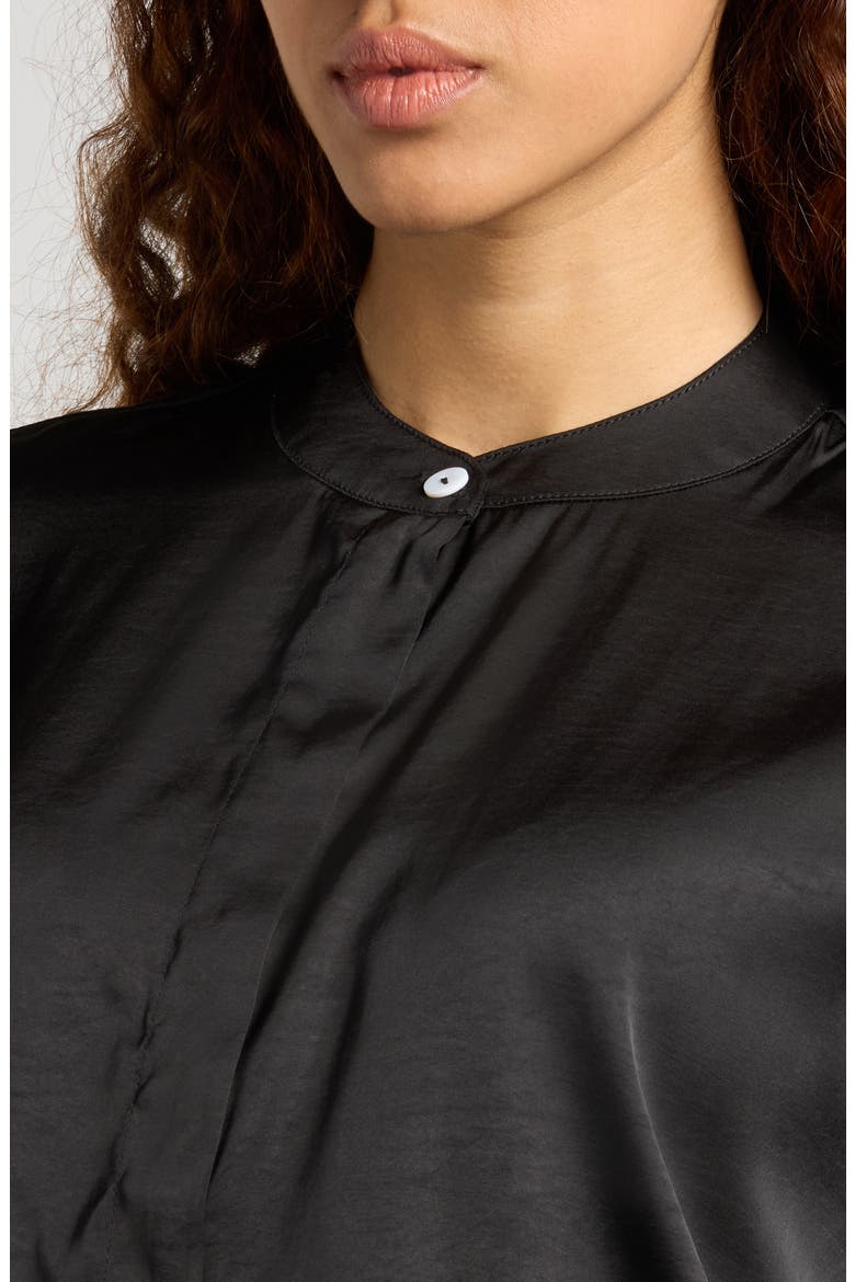 Women's Short Sleeve Satin Maternity Shell Top with Concealed Nursing Zip, Alternate, color, BLACK