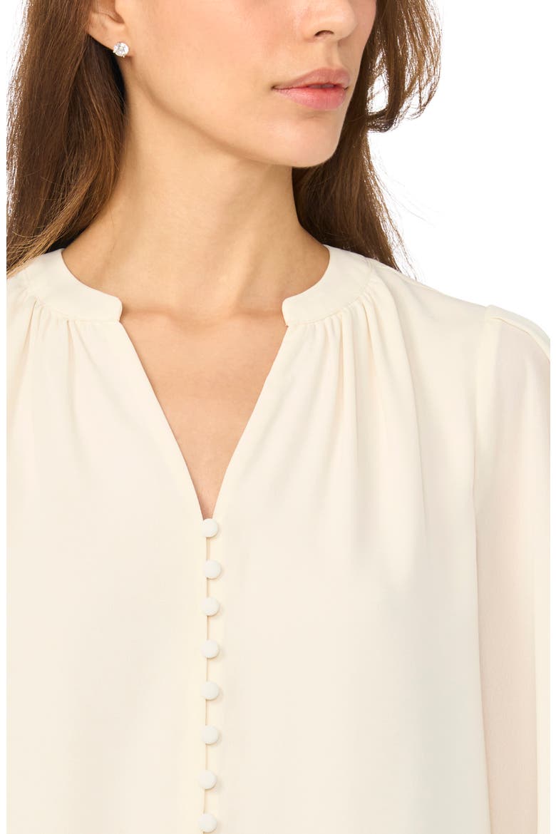 Lace Cuffed Button-Front Top, Alternate, color, NEW IVORY