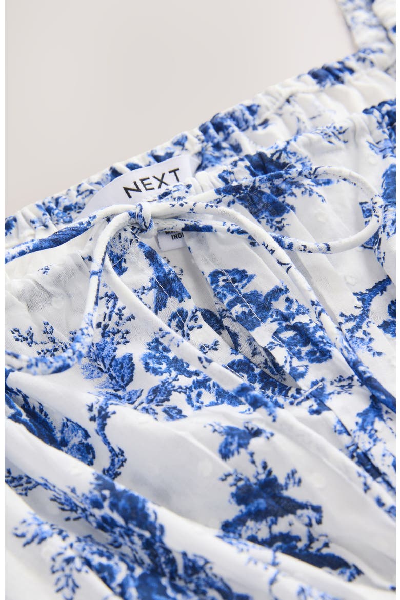 Floral Smocked Cotton Camisole, Alternate, color, WHITE/ BLUE