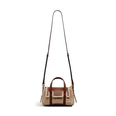 The Chancery - Raffia Small Flapover Woven Satchel Bag