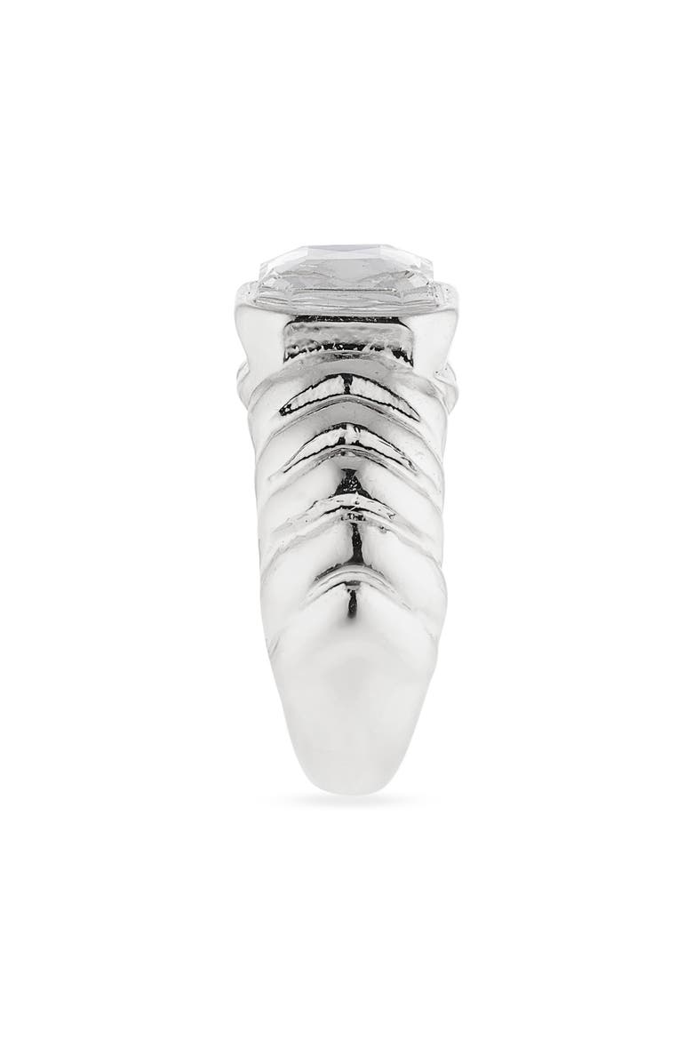 Crystal Ribbed Signet Ring, Alternate, color, CLEAR- SILVER