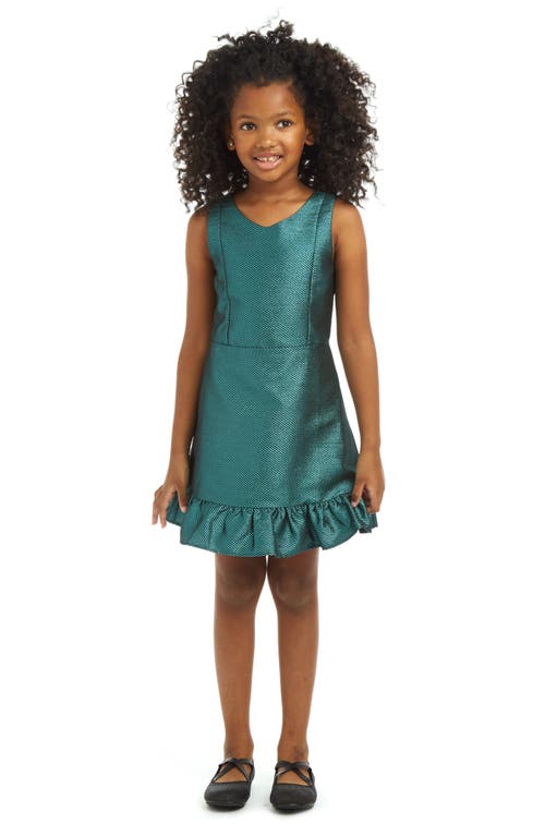 Shop Pippa & Julie Kids' Metallic Stripe Brocade Party Dress In Teal