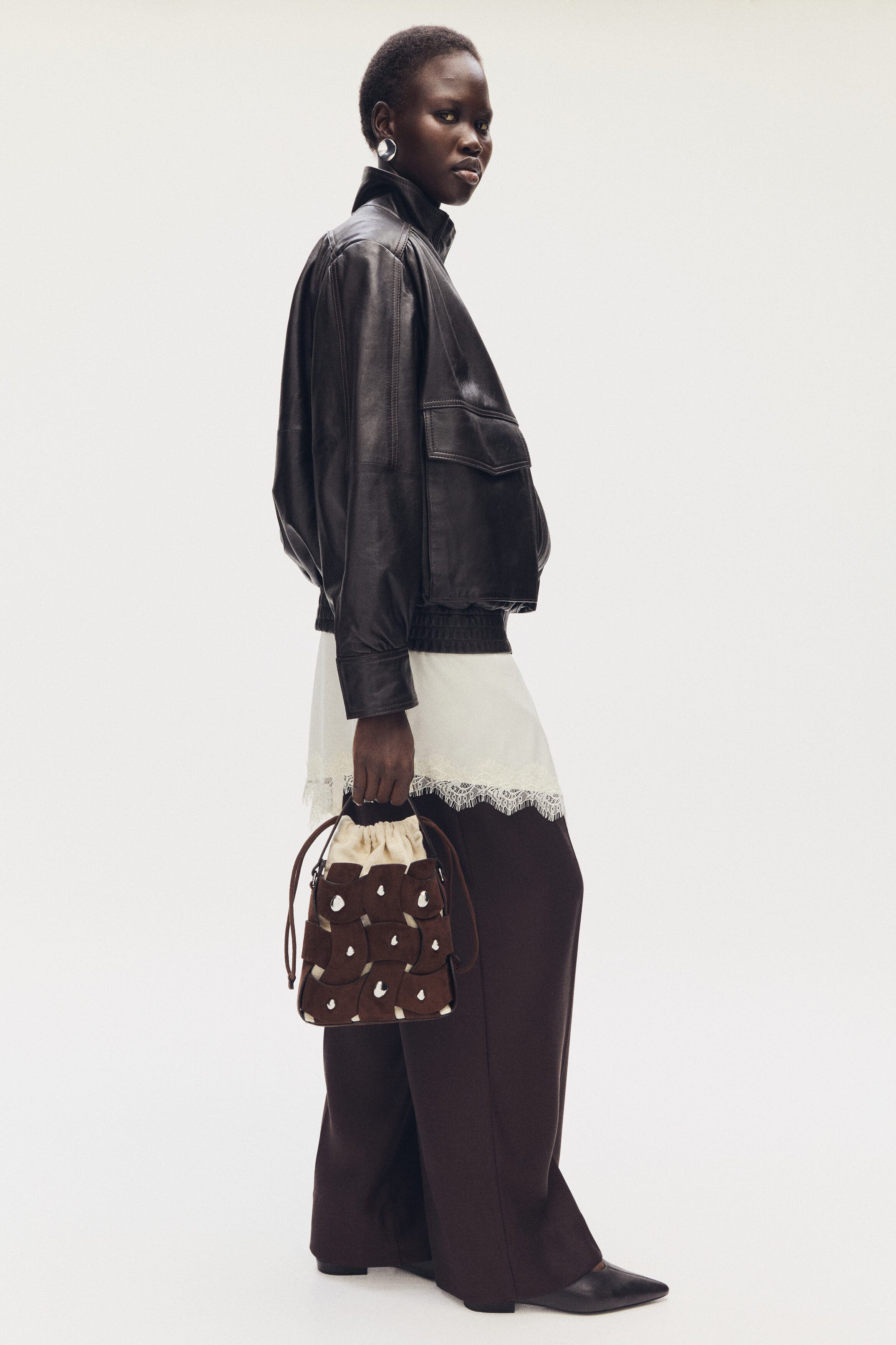 H&M Crossbody Bucket Bag, Alternate, color, Dark Brown