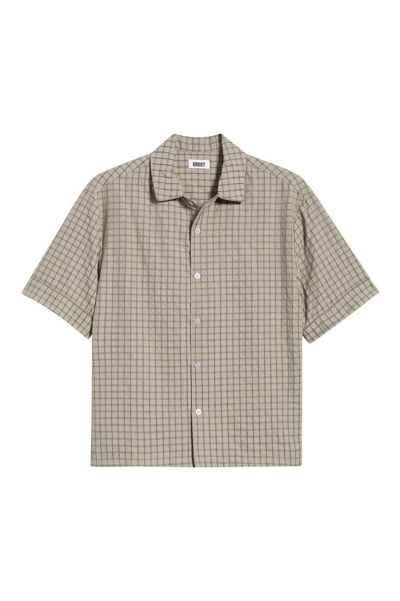 Oversize Textured Check Camp Shirt, Main, color, TARMAC