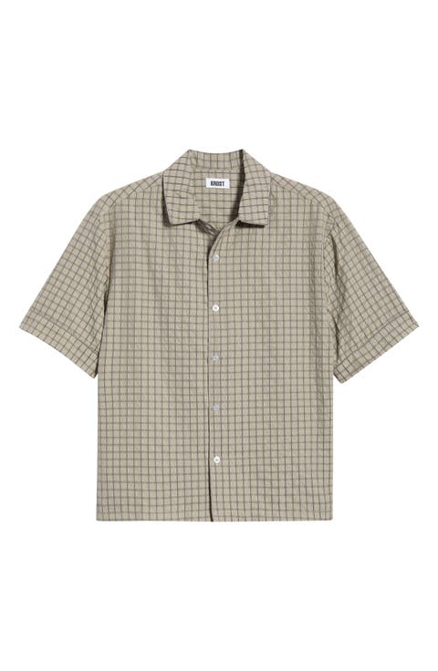Oversize Textured Check Camp Shirt