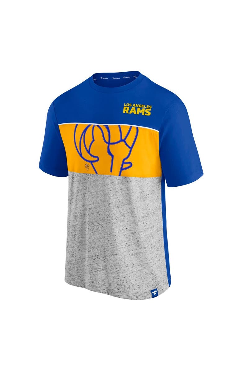 FANATICS Men's Fanatics  Royal Los Angeles Rams Color Block Big Lap Tri-Blend T-Shirt, Alternate, color, 