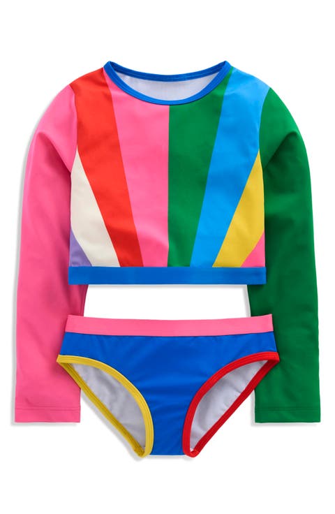 Kids' Colorblock Long Sleeve Rash Guard & Bikini Bottoms Set (Little Kid & Big Kid)