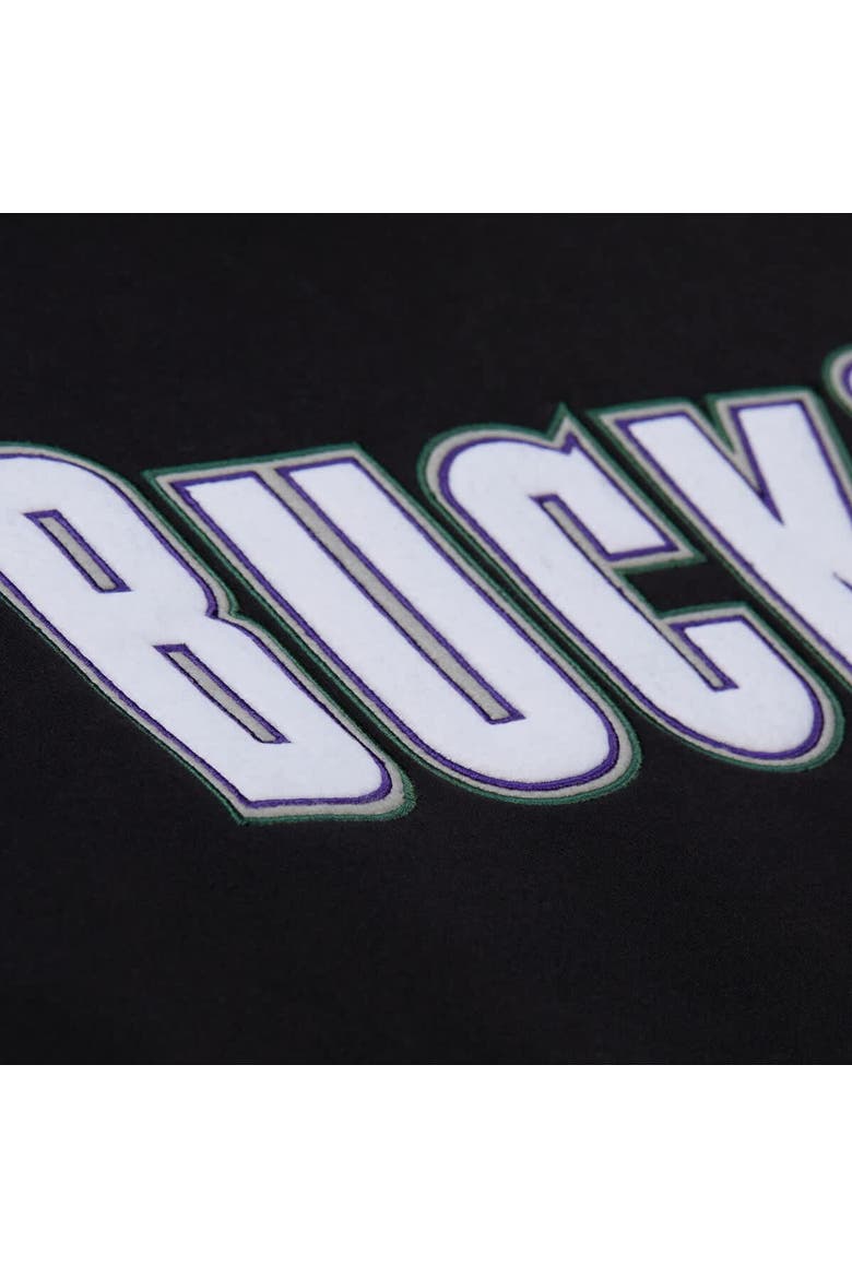 Unisex Mitchell & Ness Black Milwaukee Bucks Vintage Heavyweight Hoodie, Alternate, color, Black