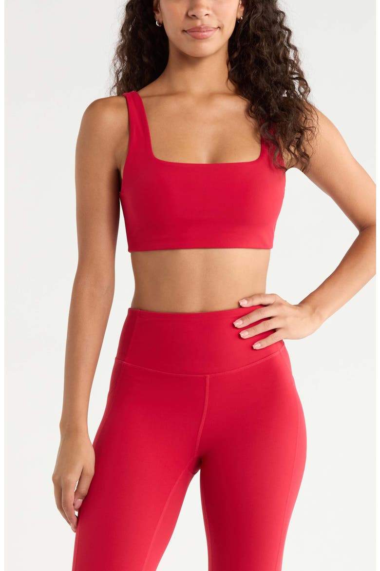 Studio Luxe Square Neck Sports Bra, Main, color, RED JESTER