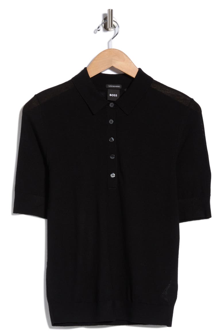 Fidenka Wool Polo, Main, color, BLACK