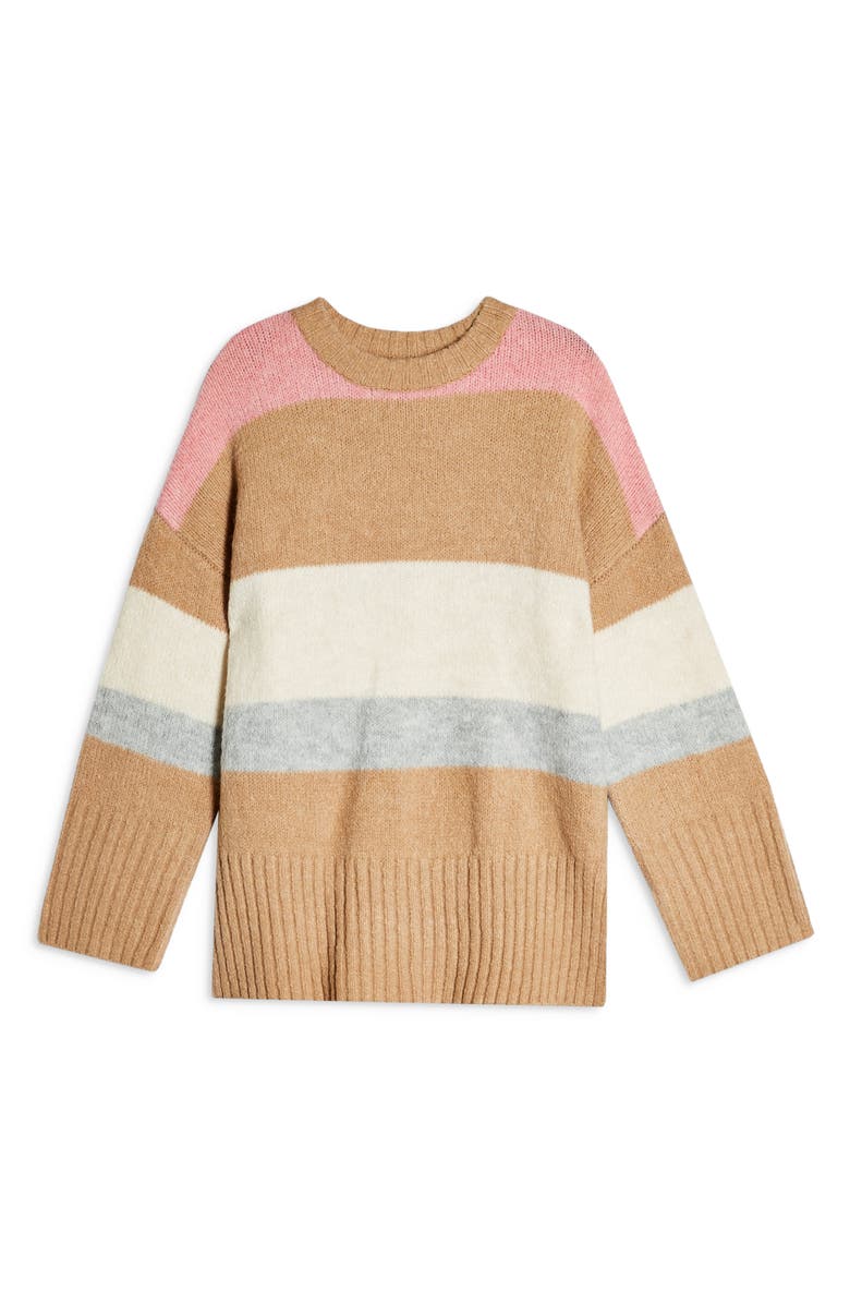 Topshop Supersoft Stripe Crewneck Sweater, Alternate, color, 