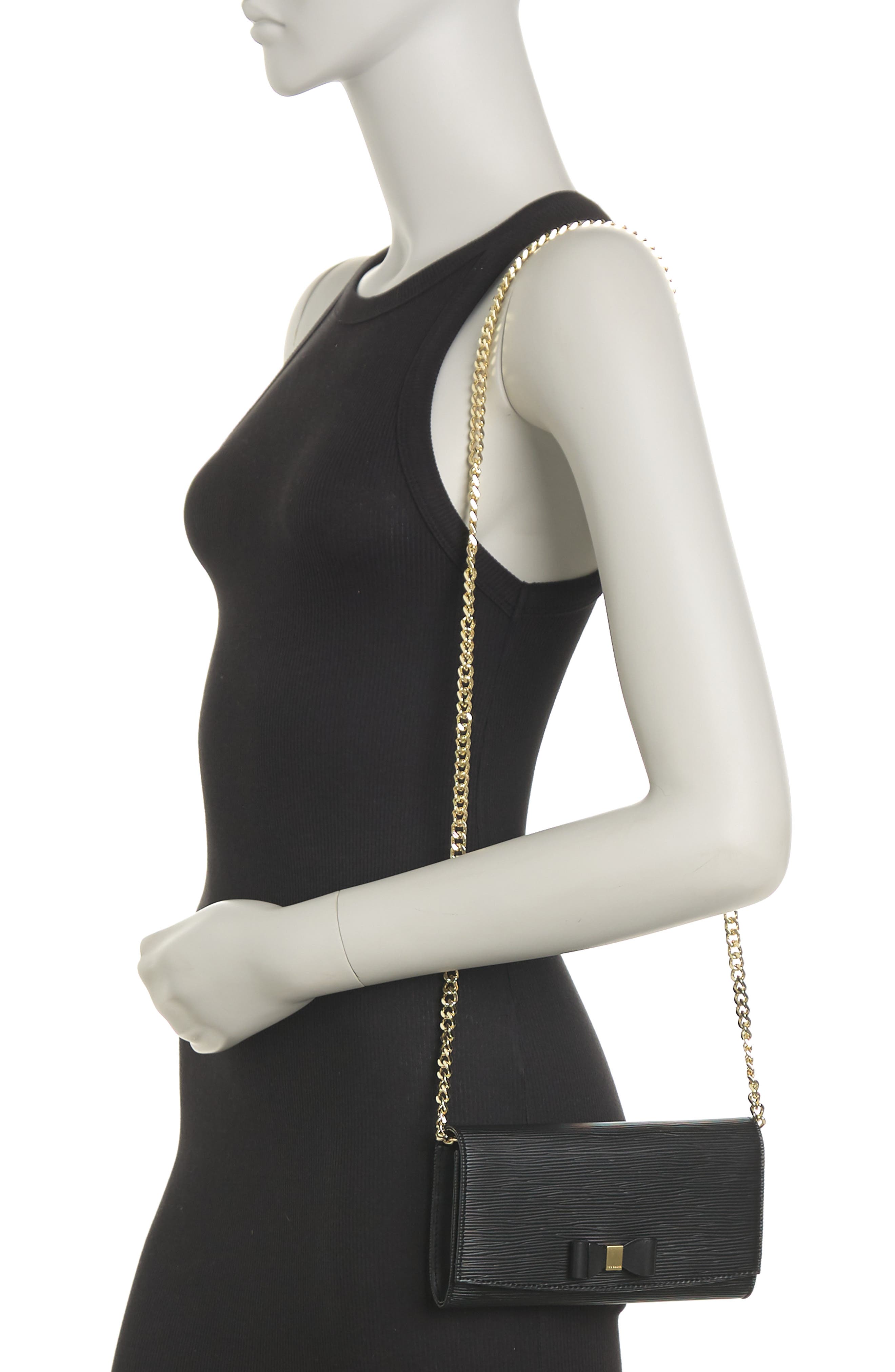 Ted Baker London Zea Bow Matinee Leather Crossbody Clutch, Alternate, color, 