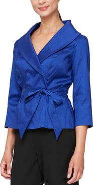Alex Evenings Tie Waist Brushed Satin Top