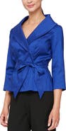 Alex Evenings Tie Waist Brushed Satin Top