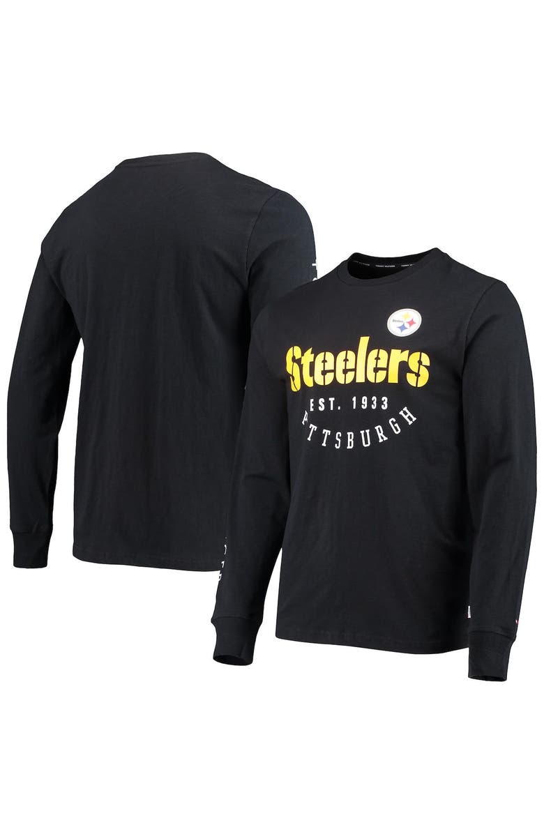 Tommy Hilfiger Men's Tommy Hilfiger Black Pittsburgh Steelers Peter Long Sleeve T-Shirt, Main, color, 