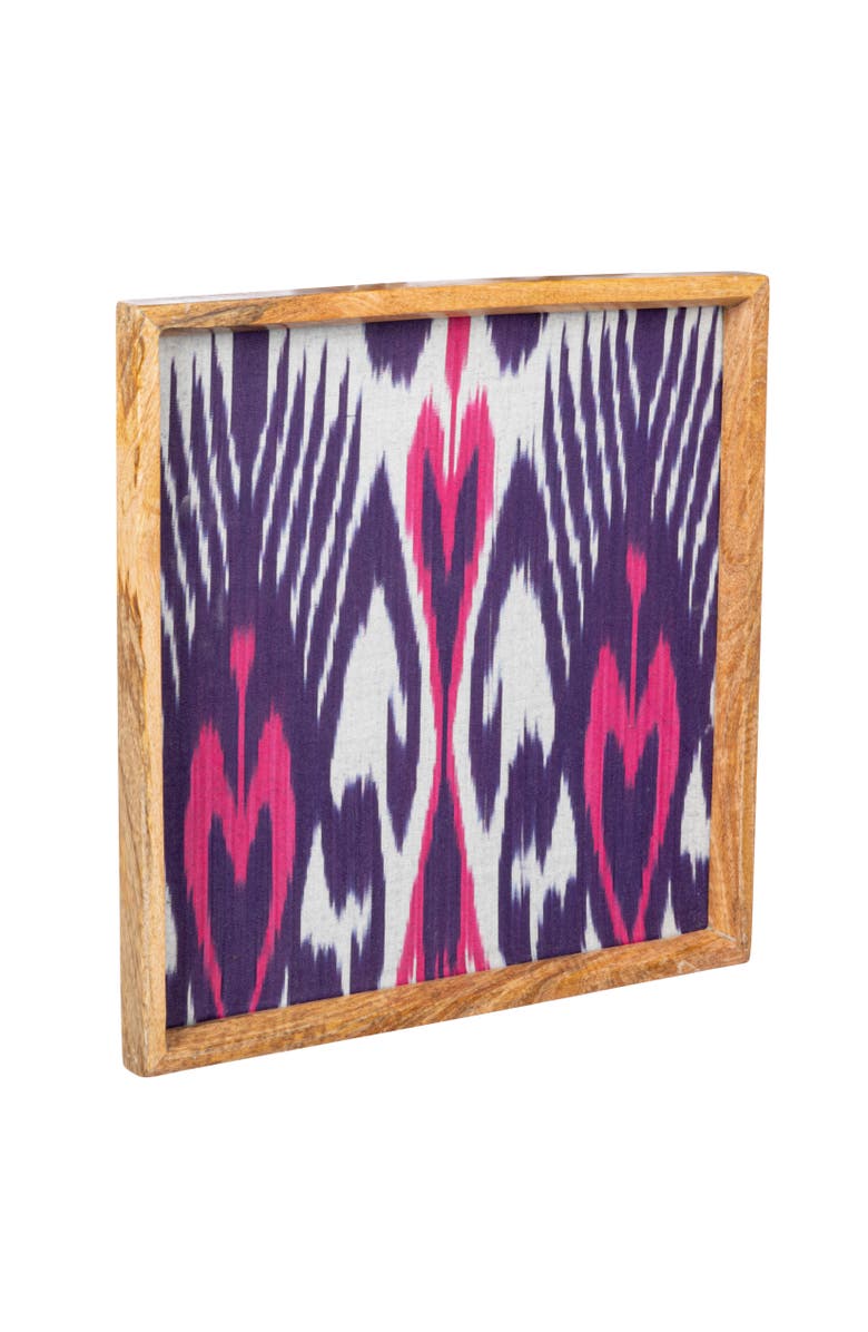 Storied Home Global Square Wood Framed Ikat Fabric Wall Décor, Main, color, Multicolor