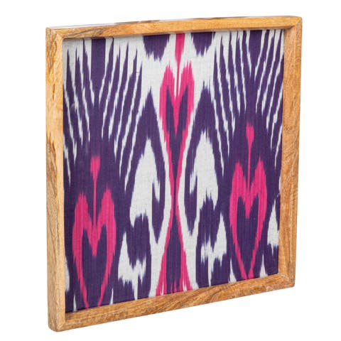 Global Square Wood Framed Ikat Fabric Wall Décor