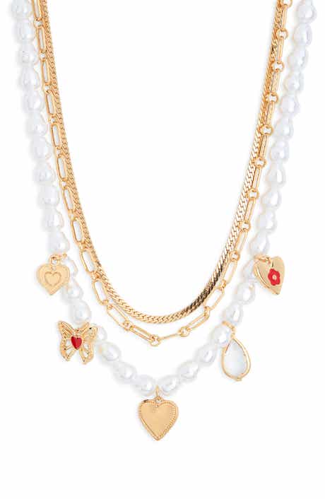 BP. Faux Pearl Layered Charm Necklace